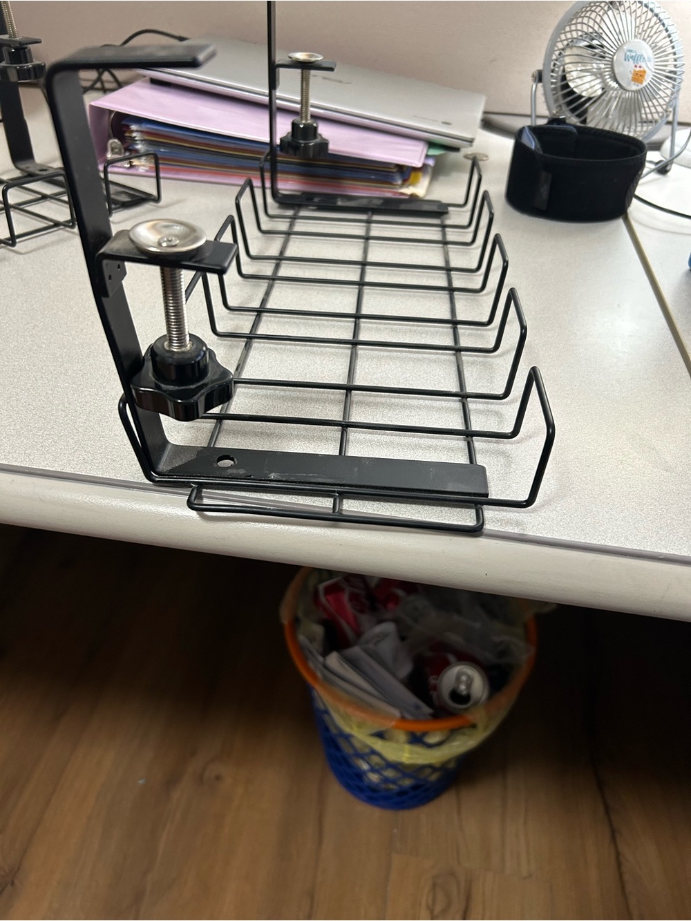 Under-Desk Metal Cable & Power Strip Organizer - Black